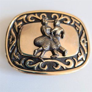 Vintage Square Dance Dancers Metal Buckle.